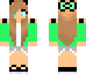 kawaii green girl neko