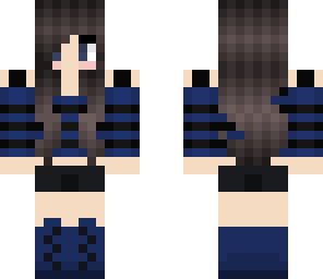 brunette cropped blue striped