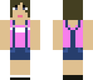 brown hair girl in overalls