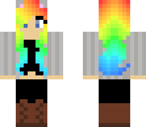 girl with rainbow hair and cat ears