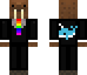 walrus in ranbow suit with narwhal on back