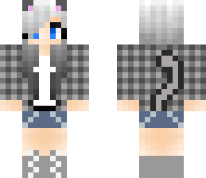 gray cat human girl