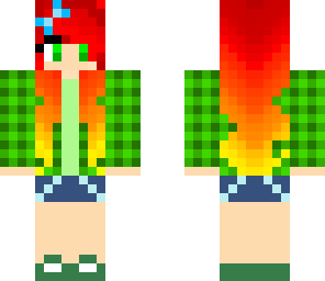 red-haired girl with a green plaid shirt