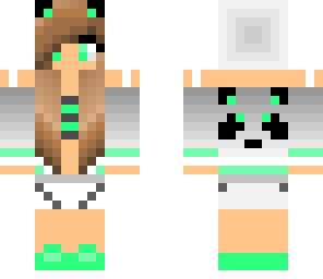 green and gray panda girl
