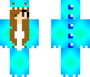 brown hair blue dino onesie