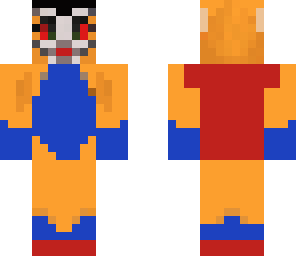 angrey stampy with a cape and red with blue