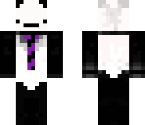 a purple panda with a tie 
