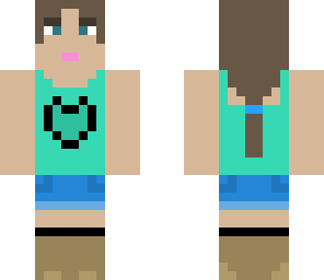 brown hair girl with mint t-shirt