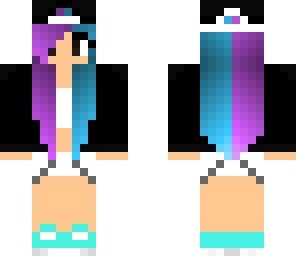 purple and blue hair girl with baseball cap