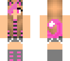 pink cat girl with pink highlight