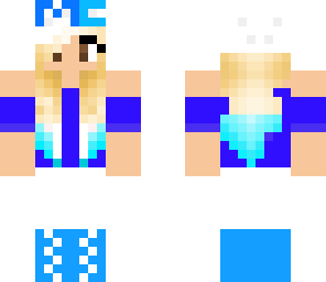 blue girl with mc hat