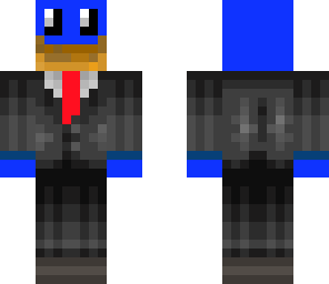 blue googley guy in a suit