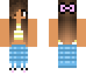 yellow stripe pajamas tan girl