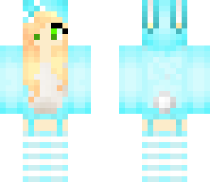 blue bunny with green eyes