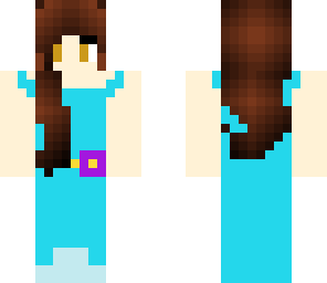 brown hair bade in blue dress