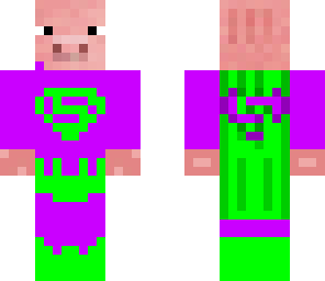 green and purple super pig
