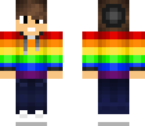 rainbow boy with beanie