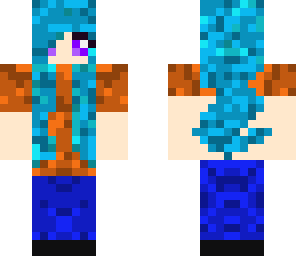 blue hair girl first skin