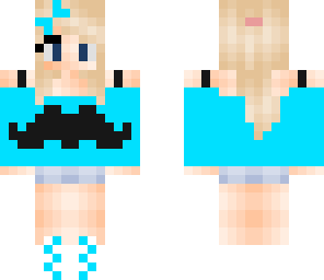 blue mustache girl