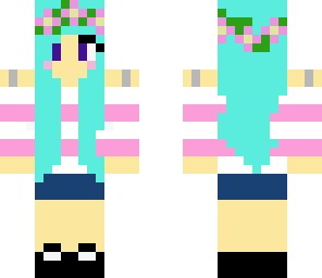 aqua hair flower crown girl