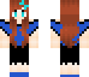 cute red head with blue shirt and bow