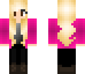 pink jacket with blonde hair