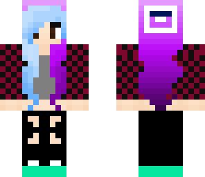 tomboy with purple and blue har