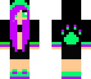 green and purple girl
