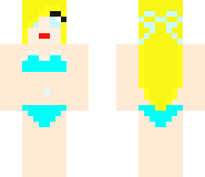 blond in blue bathing suit