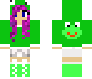 cute frog with purple hair