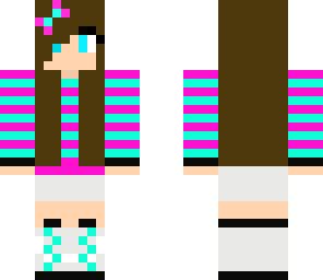 brown haired girl with stripe shirt