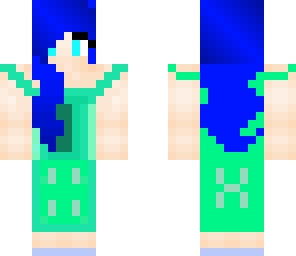 green dress with blue hair