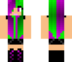 girl purple and green