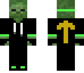 zonbie in a black and green hoodie