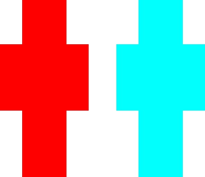 blue and red