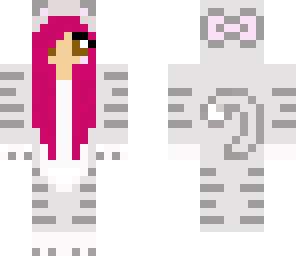 fuschia girl white cat
