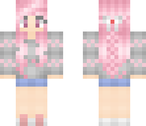 pink girl with maron eyes