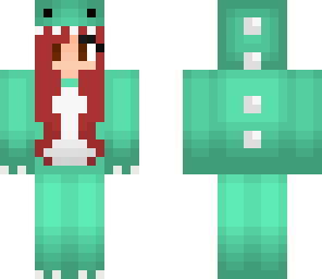 green dino girl -red hair-