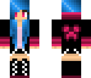 blue hair hoodie girl