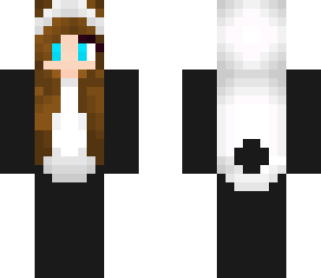 edited girl in black panda suit