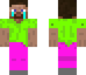 sad green pink steve
