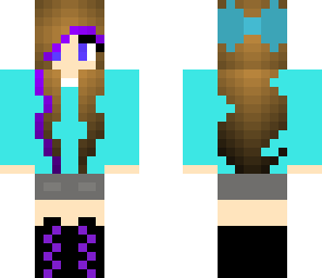 cute girl with bow and purple streak