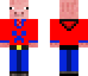 red and blue pig
