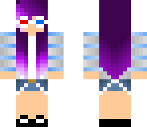purple haired girl with glasses