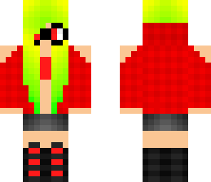 lumberjack girl with green hair and glasses