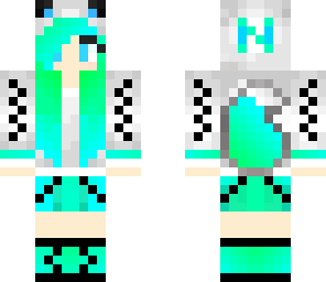 green and blue fox girl