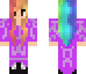rainbow hair and purple dress