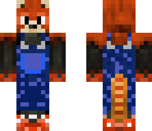 red panda in overalls