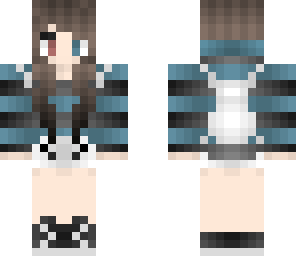 blue and black themed girl with backpack
