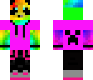 rainbow panda with pink outfit